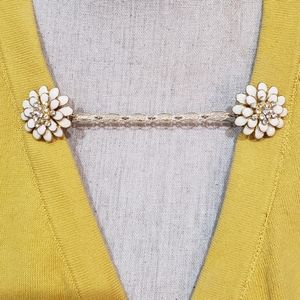 OOAK Gold & Enamel Spray Floral  Sweater Clip Brooch